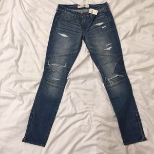3x1 W1 Low Rise Biker Distressed Fade Jean